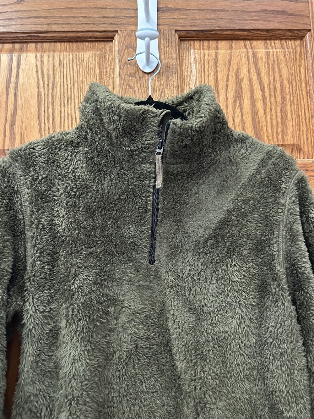 Goodfellow & Co Olive Green Plush Half-Zip Teddy Jacket image 2